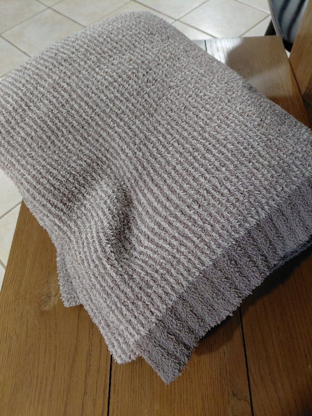 Barefoot Dreams Cozy Chic Microstripe Gray Throw Blanket